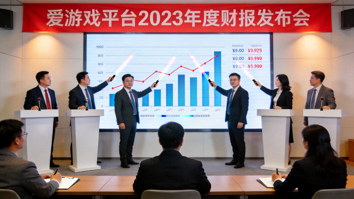爱游戏平台财报发布会现场照片 - 高管在发布会上展示业绩图表