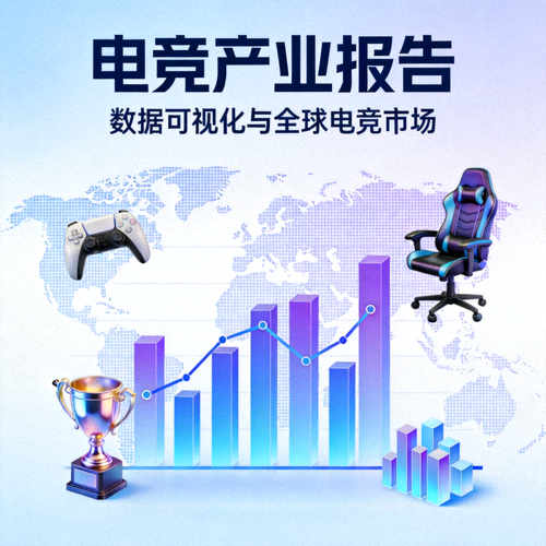 电竞产业报告主视觉图 - 数据可视化与全球电竞市场概念